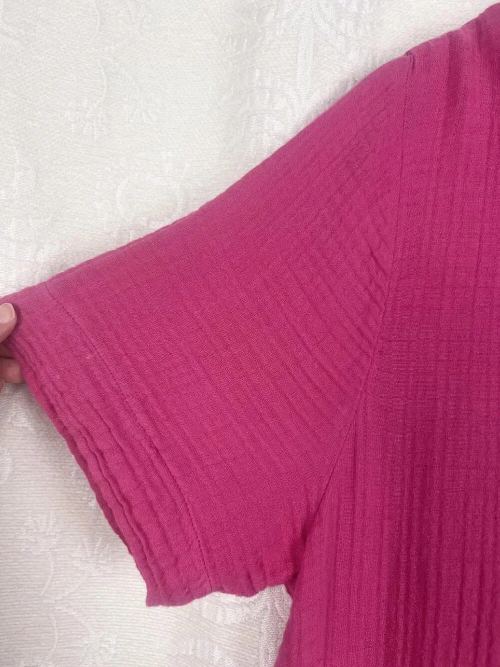 Kozan Harley gauzy cotton midi dress Raspberry Pink oversized lagenlook boho L - Picture 5 of 10